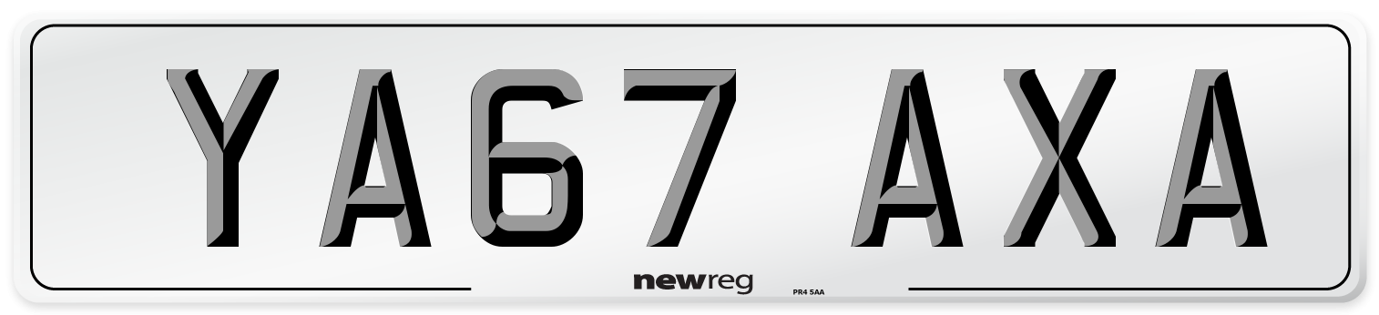 YA67 AXA Number Plate from New Reg